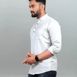 Classic Cotton Solid Short Kurta for Men