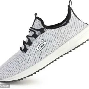 Stylish Grey Flyknit Colourblocked Walking Shoes For Men